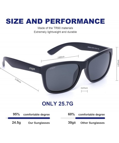 Polarized Sunglasses for Men and Women, XL Square Sun Glasses UV400 Protection RFS8201 Black Frame Black Lens $25.55 Square