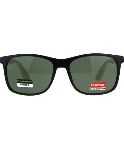 Real Bamboo Wood Temple Sunglasses Classic Square Unisex Frame Matte Black (Green) $10.23 Square