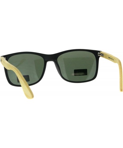 Real Bamboo Wood Temple Sunglasses Classic Square Unisex Frame Matte Black (Green) $10.23 Square