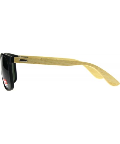 Real Bamboo Wood Temple Sunglasses Classic Square Unisex Frame Matte Black (Green) $10.23 Square