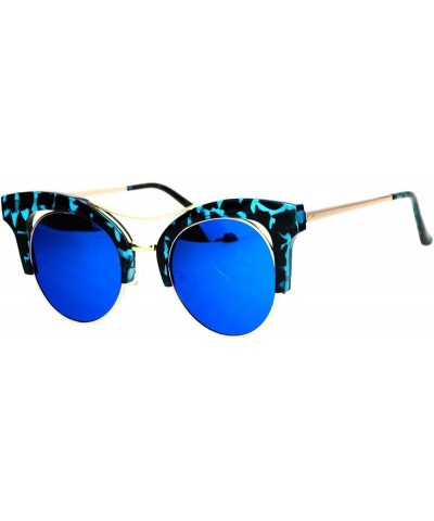 Womens Cateye Butterfly Fashion Sunglasses Trending Flat Frame Mirror Lens Blue Tort (Blue Mirror) $8.48 Cat Eye