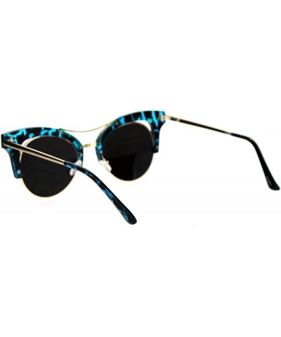 Womens Cateye Butterfly Fashion Sunglasses Trending Flat Frame Mirror Lens Blue Tort (Blue Mirror) $8.48 Cat Eye