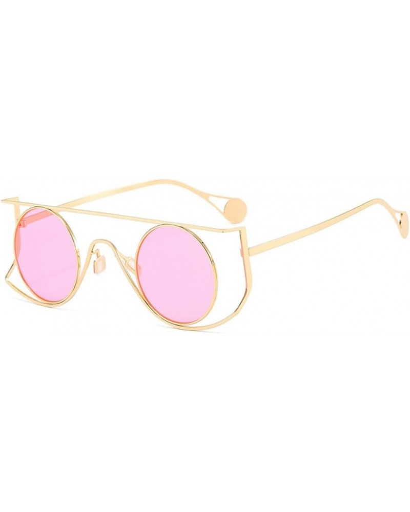 Vintage Round Sunglasses Men Small Frame Alloy Sun Glasses Female UV400 Driving Shades Steampunk Goggles Eyewear C7gold-pink ...