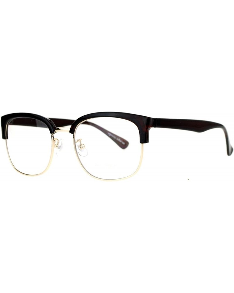 Designer Fashion Clear Lens Glasses Unisex Square Rectangular Eyeglasses Brown $8.52 Square