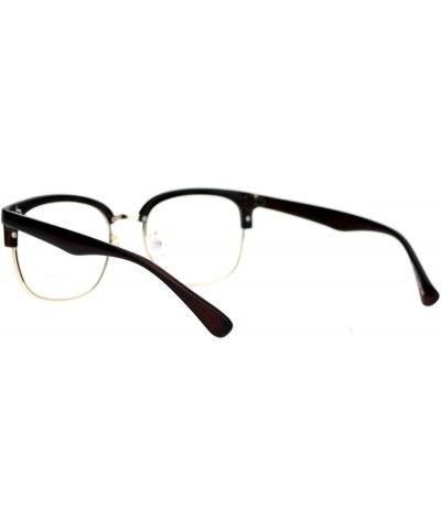 Designer Fashion Clear Lens Glasses Unisex Square Rectangular Eyeglasses Brown $8.52 Square