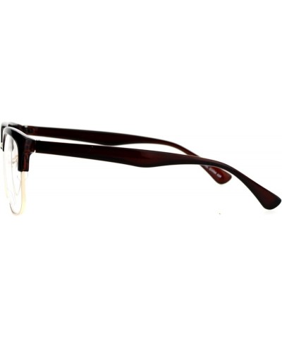 Designer Fashion Clear Lens Glasses Unisex Square Rectangular Eyeglasses Brown $8.52 Square