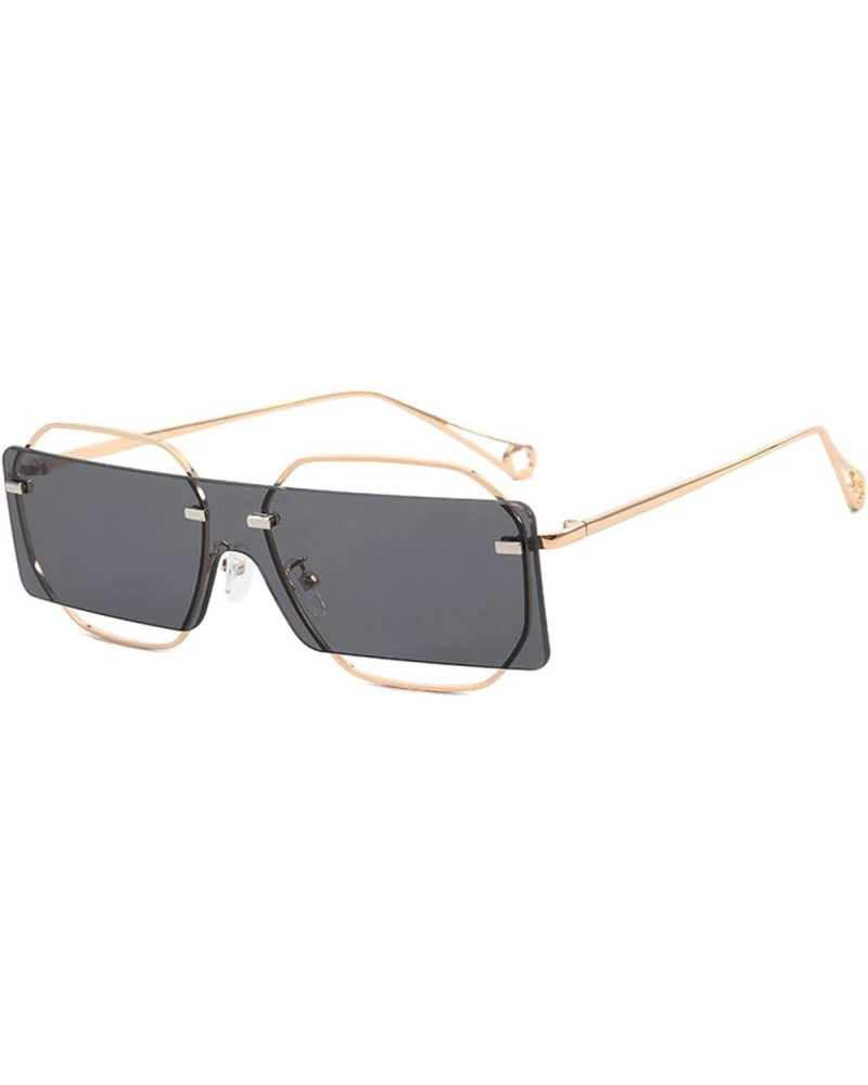 Rimless Oversized Sunglasses for Women Men Rectangular Frameless Fashion Shades Black $10.33 Oversized