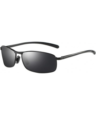 Rectangular Polarized Sunglasses Al-Mg Alloy Temple Spring Hinge UV400 Black Grey $10.12 Aviator