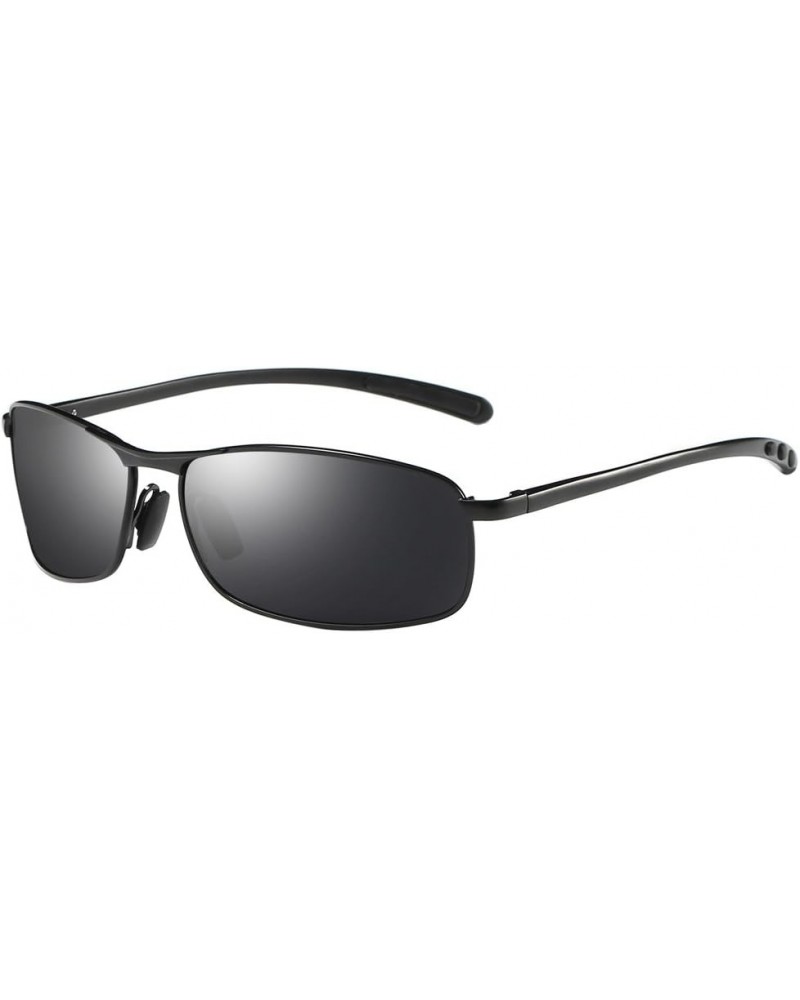 Rectangular Polarized Sunglasses Al-Mg Alloy Temple Spring Hinge UV400 Black Grey $10.12 Aviator