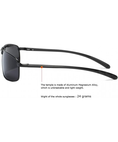 Rectangular Polarized Sunglasses Al-Mg Alloy Temple Spring Hinge UV400 Black Grey $10.12 Aviator