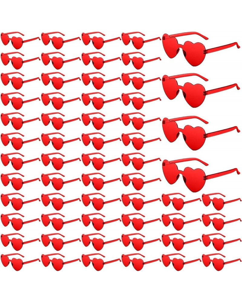 60PCS Heart Glasses Party Glasses Bulk Accessories Candy Color Eyewear Accessories for Women 60-red $14.03 Rimless