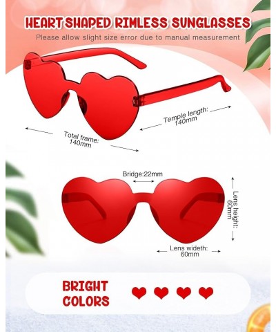 60PCS Heart Glasses Party Glasses Bulk Accessories Candy Color Eyewear Accessories for Women 60-red $14.03 Rimless