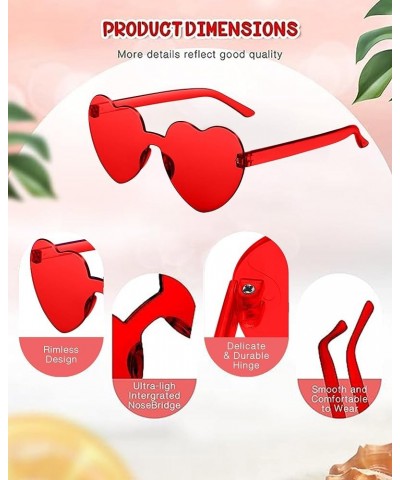 60PCS Heart Glasses Party Glasses Bulk Accessories Candy Color Eyewear Accessories for Women 60-red $14.03 Rimless