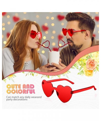 60PCS Heart Glasses Party Glasses Bulk Accessories Candy Color Eyewear Accessories for Women 60-red $14.03 Rimless