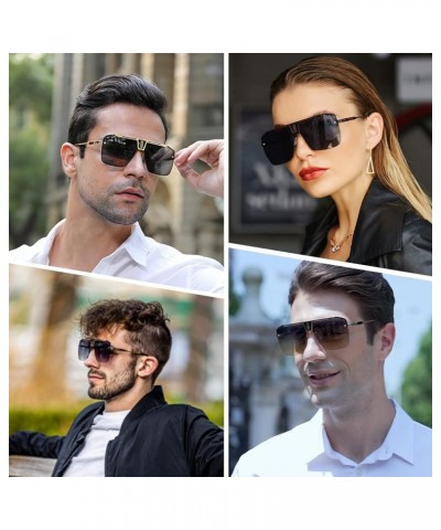 Retro Oversized sunglasses for men women Square Rimless sunglasses Flat top sunglasses Vintage 3 $10.99 Square