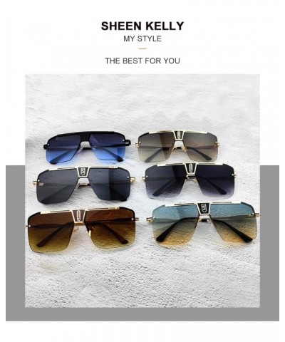 Retro Oversized sunglasses for men women Square Rimless sunglasses Flat top sunglasses Vintage 3 $10.99 Square