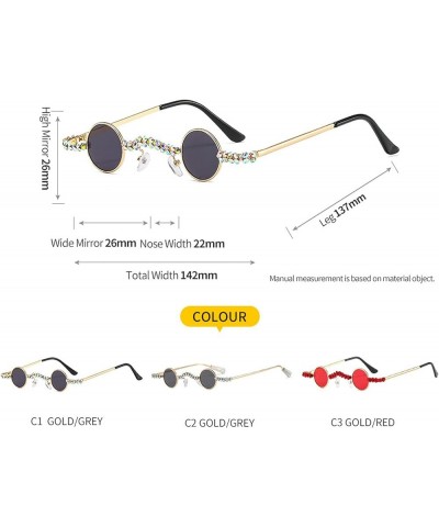 Small Round Sunglasses for Women Classic Circle Sparkling Crystal Sunglasses Metal Frame Men's Punk Sun Eyewear Gold&red $10....