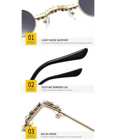 Small Round Sunglasses for Women Classic Circle Sparkling Crystal Sunglasses Metal Frame Men's Punk Sun Eyewear Gold&red $10....