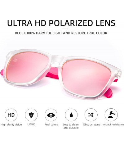 Womens Sunglasses UV400 Mirrored Lens, Fit for Outdoor, Vacation, Driving C14 - Pink Polarized Lens $8.39 Square