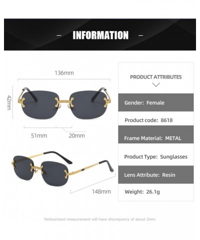 Retro Metal Frameless Hip Hop Men's and Women's Sunglasses Sunglasses (Color : D, Size : Medium) Medium Khaki $19.76 Designer