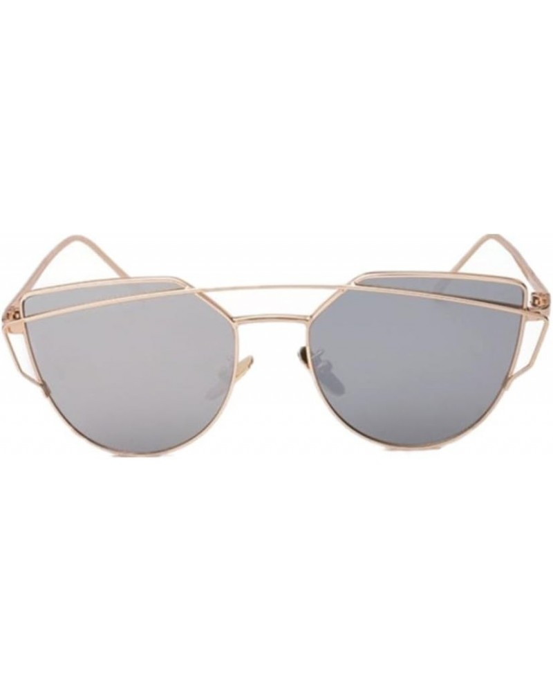 Women Cat Eye Mirror UV400 Sunglasses Twin-Beams Sun Glasses Eyewear (Gold Grey, 5.2) $10.25 Cat Eye