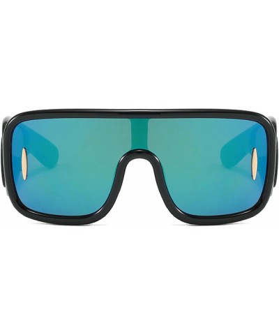 Oversized Square Sunglasses for Women Men, Trendy Flat Top Fashion Shield Shades Green Mirror $10.16 Sport