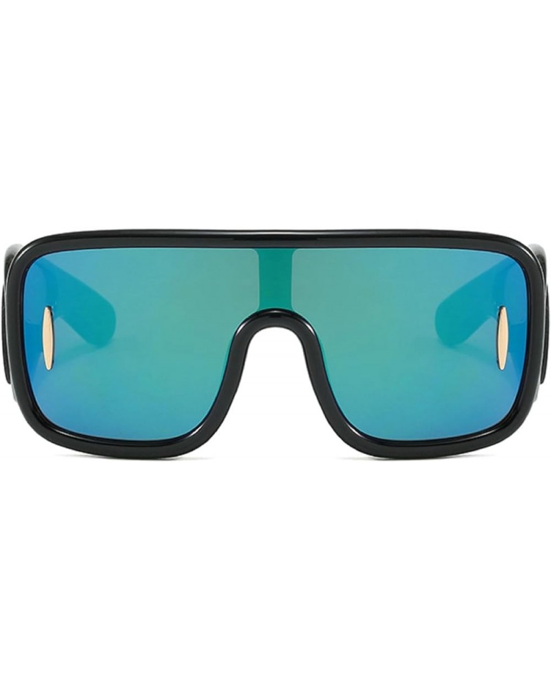 Oversized Square Sunglasses for Women Men, Trendy Flat Top Fashion Shield Shades Green Mirror $10.16 Sport