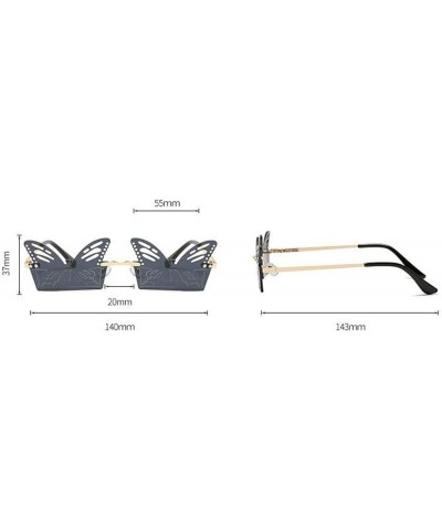 Personality Butterfly Rimless Pendant Tassel Sunglasses for Women Cute Metal Frame Eyewear 1:blue $10.20 Butterfly