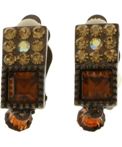 Faceted Crystal Clip-On-Earrings Bronze-Tone/Orange $11.31 Designer