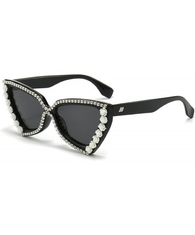 Fashion Crystal Shiny Rhinestone Sunglasses For Women Vintage Triangle Cat Eye Sun Glasses Female Party Shades White Black $9...