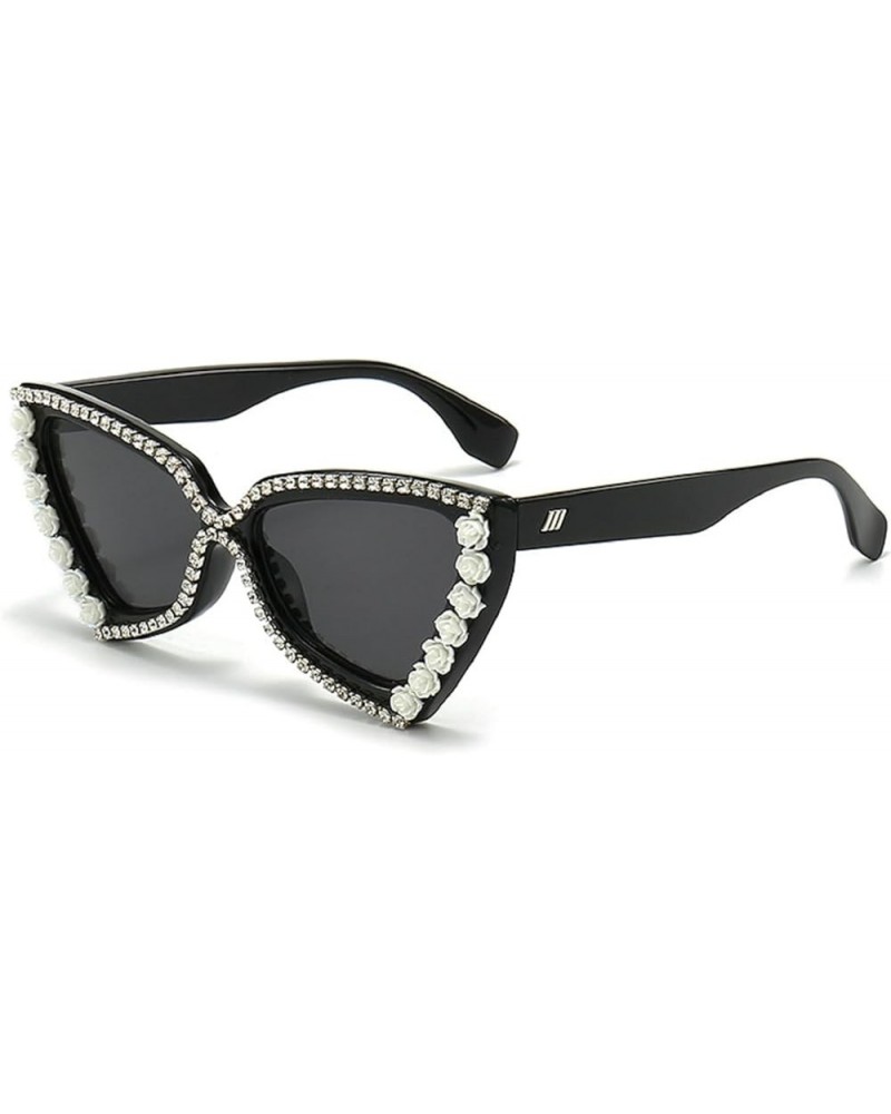 Fashion Crystal Shiny Rhinestone Sunglasses For Women Vintage Triangle Cat Eye Sun Glasses Female Party Shades White Black $9...