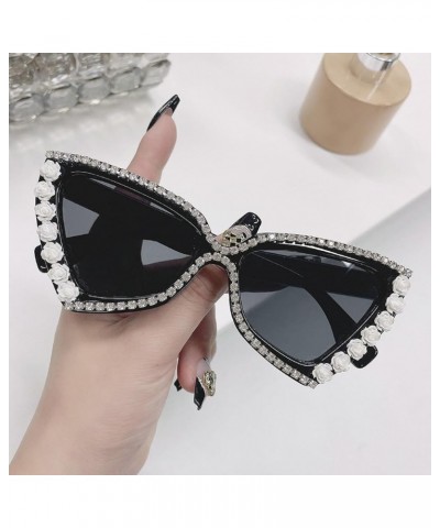 Fashion Crystal Shiny Rhinestone Sunglasses For Women Vintage Triangle Cat Eye Sun Glasses Female Party Shades White Black $9...