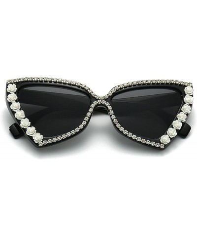 Fashion Crystal Shiny Rhinestone Sunglasses For Women Vintage Triangle Cat Eye Sun Glasses Female Party Shades White Black $9...