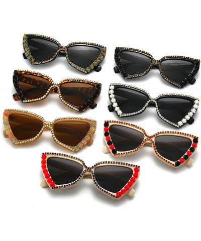 Fashion Crystal Shiny Rhinestone Sunglasses For Women Vintage Triangle Cat Eye Sun Glasses Female Party Shades White Black $9...