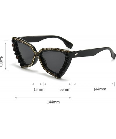 Fashion Crystal Shiny Rhinestone Sunglasses For Women Vintage Triangle Cat Eye Sun Glasses Female Party Shades White Black $9...