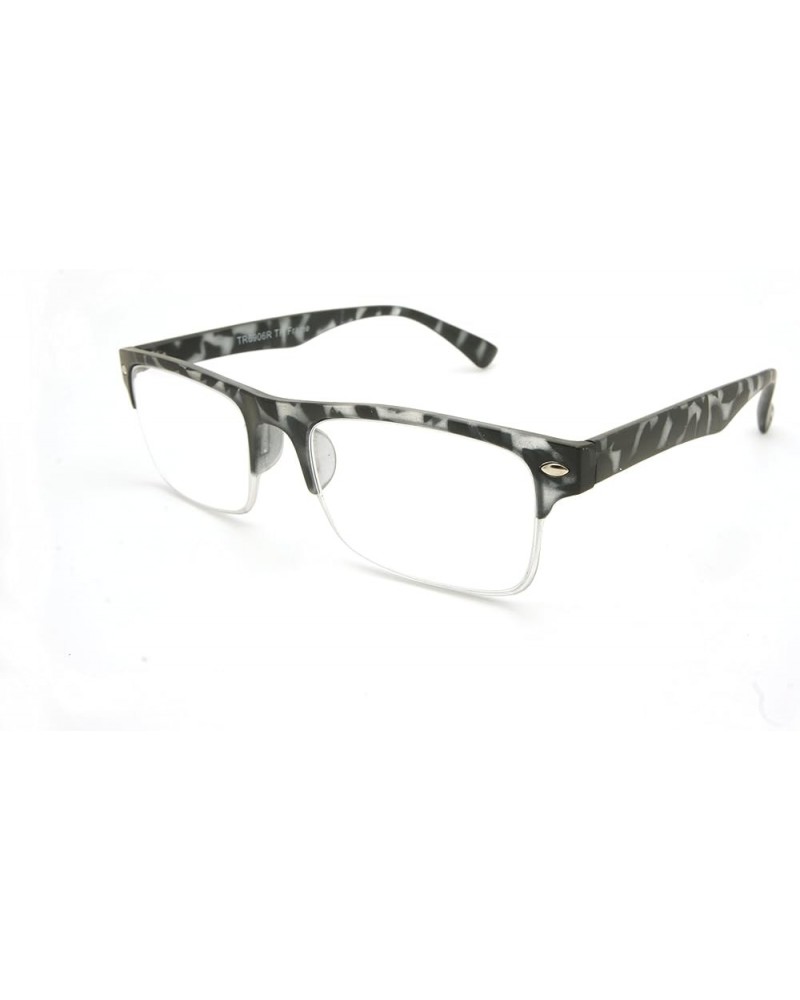 ColorViper TR90 Lightweight half-rim Basic Square Reading Glasses 51mm-19mm-140mm Matte Black Tortoise $11.57 Square