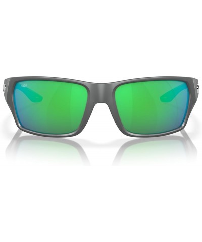 Men's Tailfin Rectangular Sunglasses Matte Grey/Green Mirrored Polarized 580p $52.36 Rectangular