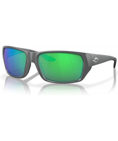 Men's Tailfin Rectangular Sunglasses Matte Grey/Green Mirrored Polarized 580p $52.36 Rectangular