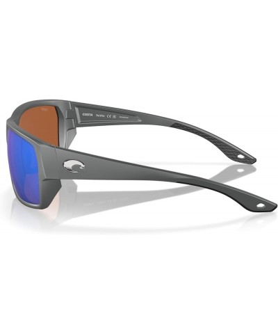 Men's Tailfin Rectangular Sunglasses Matte Grey/Green Mirrored Polarized 580p $52.36 Rectangular