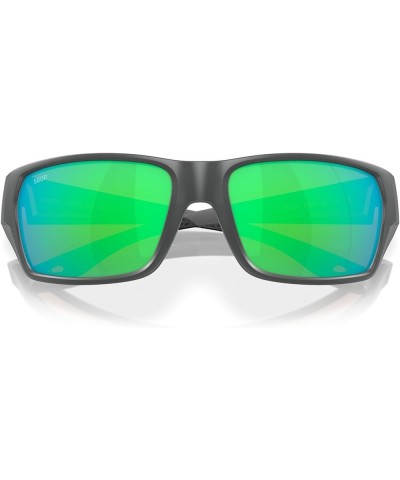 Men's Tailfin Rectangular Sunglasses Matte Grey/Green Mirrored Polarized 580p $52.36 Rectangular