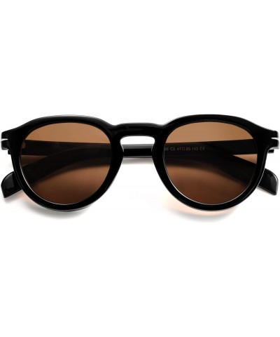 Retro Square Sunglasses for Women and Men Vintage Fashion Frame AR82200(Black/Umber) $10.25 Round