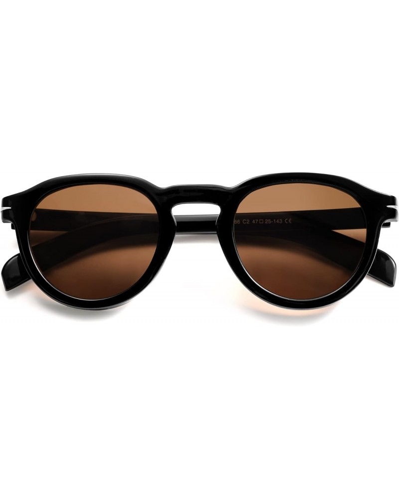 Retro Square Sunglasses for Women and Men Vintage Fashion Frame AR82200(Black/Umber) $10.25 Round