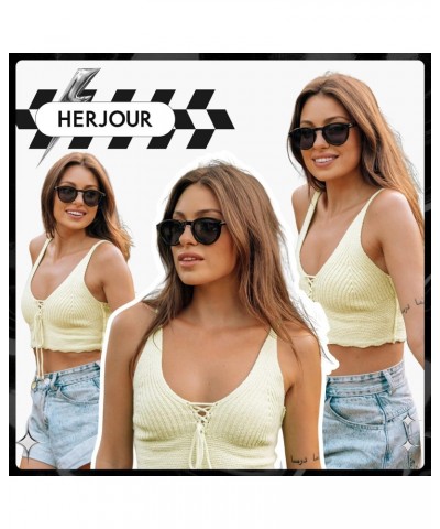 Retro Square Sunglasses for Women and Men Vintage Fashion Frame AR82200(Black/Umber) $10.25 Round