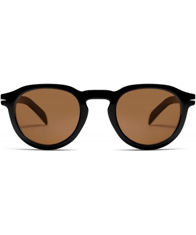 Retro Square Sunglasses for Women and Men Vintage Fashion Frame AR82200(Black/Umber) $10.25 Round