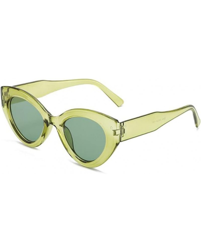 Fashion Cat Eye Sunglasses Retro Oval Sunglasses For Men and Women Travel Sun Visor Green $6.07 Square