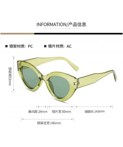 Fashion Cat Eye Sunglasses Retro Oval Sunglasses For Men and Women Travel Sun Visor Green $6.07 Square