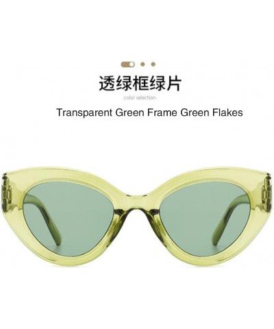 Fashion Cat Eye Sunglasses Retro Oval Sunglasses For Men and Women Travel Sun Visor Green $6.07 Square