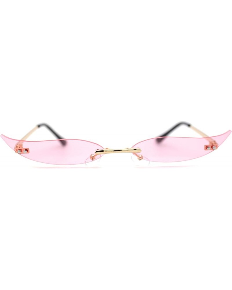 Mico Cut Out Narrow Blade Cat Eye Rimless Color Sunglasses Gold Pink $10.59 Cat Eye