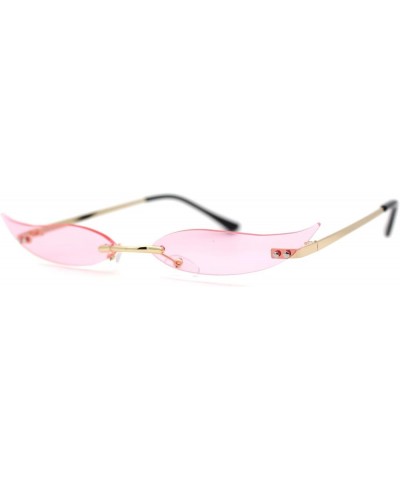 Mico Cut Out Narrow Blade Cat Eye Rimless Color Sunglasses Gold Pink $10.59 Cat Eye