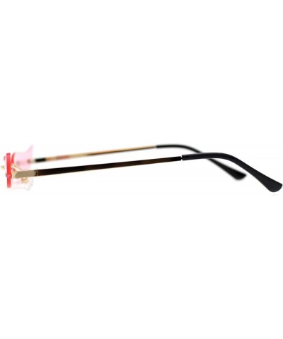 Mico Cut Out Narrow Blade Cat Eye Rimless Color Sunglasses Gold Pink $10.59 Cat Eye